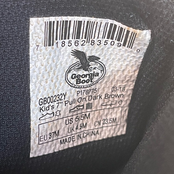 GEORGIA BOOTS 7” BROWN LEATHER PULL ON BOOTS KIDS SIZE 5.5 - Picture 5 of 7